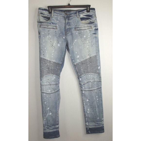 EMBELLISH Mens Distressed Grunge Faded JEANS - Size 36 - Paint Splatter Stained - Picture 1 of 10